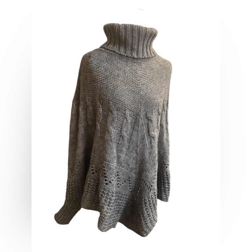WOOL & MOHAIR IPERICO Italian Made Women’s One Size Blue Sleeves Poncho Cape OS